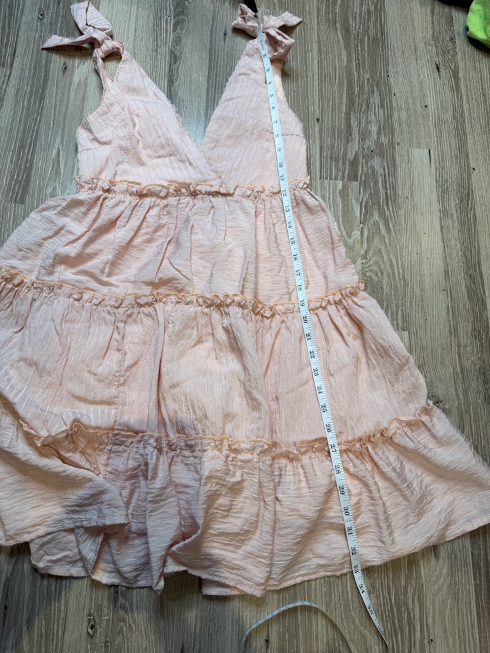 Anthropologie If By Sea Tie Strap Tiered Mini Dress Blush Pink Size S Coquette - Picture 6 of 6